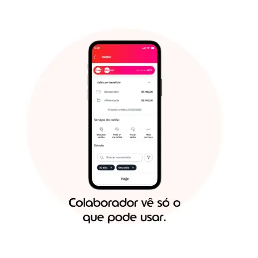 Colaborador vê só o que pode usar.